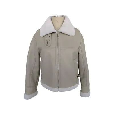 Faux Shearling Moto Jacka Kräm